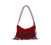 CORIOS Borsa a Mano con Frange da Donna Borsa a Spalla a Tracolla in Pelle Scamosciata Hippie Occidentale Borsa Messenger Ascellare Retro Elegante Tote per Lavoro Shopping Viaggio Rosso