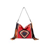 CORIOS Borsa a Mano con Frange da Donna Stile Boho Borsa a Spalla Borsa a Tracolla con Motivo Geometrico Etnico Retro Bohemien Tote Borsa Spiaggia Borse Messenger in Tela Multicolore H