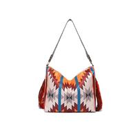 CORIOS Borsa a Mano con Frange da Donna Stile Boho Borsa a Spalla Borsa a Tracolla con Motivo Geometrico Etnico Retro Bohemien Tote Borsa Spiaggia Borse Messenger in Tela Multicolore B