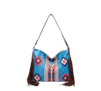 CORIOS Borsa a Mano con Frange da Donna Stile Boho Borsa a Spalla Borsa a Tracolla con Motivo Geometrico Etnico Retro Bohemien Tote Borsa Spiaggia Borse Messenger in Tela Multicolore A
