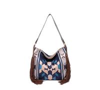 CORIOS Borsa a Mano con Frange da Donna Stile Boho Borsa a Spalla Borsa a Tracolla con Motivo Geometrico Etnico Retro Bohemien Tote Borsa Spiaggia Borse Messenger in Tela Multicolore C