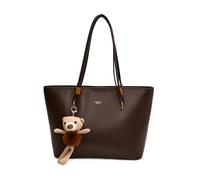 CORIOS Borsa a Mano da Donna in PU Pelle Borsa a Tracolla Cartella con Carino Ciondolo Orso Grande Borsa da Lavoro Ventiquattrore Borsa a Spalla con Cerniera per Ufficio Viaggio Business Caffè