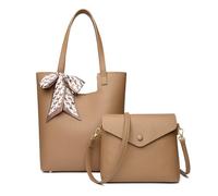 Corios Borsa a mano da donna PU pelle impermeabile, leggera con tracolla Set 2 pezzi Cachi chiaro