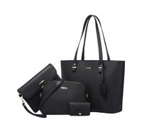 CORIOS Borsa a Mano da Donna PU Pelle Borse Messenger Grande Capacità Borsa a Tracolla Semplice e Solido Borsa a Spalla 4pcs Set Elegante Lavoro Shopping Viaggio Tote Nero