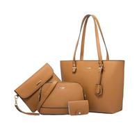 CORIOS Borsa a Mano da Donna PU Pelle Borse Messenger Grande Capacità Borsa a Tracolla Semplice e Solido Borsa a Spalla 4pcs Set Elegante Lavoro Shopping Viaggio Tote Marrone