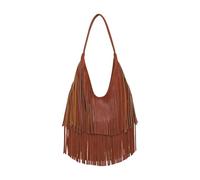 CORIOS Borsa a Mano Donna con Frange Borsa a Spalla in PU Pelle Stile Boho Borsa a Tracolla Design con Frange Bilaterali Accessorio Trendy e Versatile Marrone