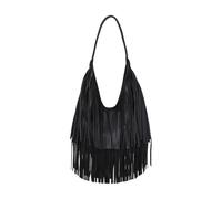 CORIOS Borsa a Mano Donna con Frange Borsa a Spalla in PU Pelle Stile Boho Borsa a Tracolla Design con Frange Bilaterali Accessorio Trendy e Versatile Nero