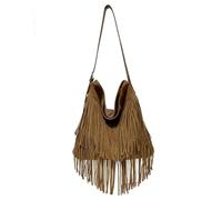 CORIOS Borsa a Mano Donna con Frange Stile Boho in Ecopelle Scamosciata PU PelleBorsa a Tracolla e Spalla Moda Borsa Messenger Camel