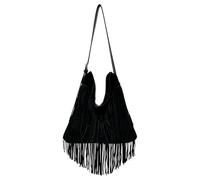 CORIOS Borsa a Mano Donna con Frange Stile Boho in Ecopelle Scamosciata PU PelleBorsa a Tracolla e Spalla Moda Borsa Messenger Nero