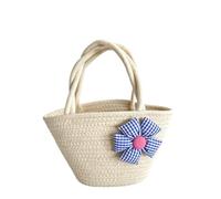 CORIOS Borsa a Mano Donna Mini Borsa Secchio in Cotone Pochette Borsa Intrecciata Boho con Decorazione Fiore 3D Borsa da Spiaggia Estiva Carino Tote per Uso Quotidiano Viaggi e Vacanze Fiocchi