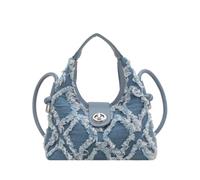 CORIOS Borsa a Mano in Denim da Donna Moda Borsa a Spalla a Tracolla con Design Trapuntato e Frange Elegante Borse Messenger in Jeans Multifunzionale Piccola Tote per Lavoro Shopping Viaggi Blu