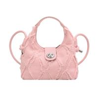 CORIOS Borsa a Mano in Denim da Donna Moda Borsa a Spalla a Tracolla con Design Trapuntato e Frange Elegante Borse Messenger in Jeans Multifunzionale Piccola Tote per Lavoro Shopping Viaggi Rosa