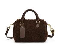 CORIOS Borsa a Mano in Lana di Agnello da Donna Borsa a Spalla in Morbido Peluche Retro Borsa a Tracolla Borsa Tote Capacità Media Borsa per la Spesa Elegante Borse Messenger Borsa Boston Caffè