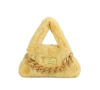CORIOS Borsa a Mano in Morbido Peluche da Donna Borsa a Tracolla a Spalla Decorazione con Catena Spessa e Trendy Elegante Moda Borsa Tote per Lavoro Viaggi Shopping Uso Quotidiano Giallo S