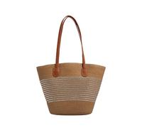 CORIOS Borsa a Mano in Paglia da Donna Bohemien Borsa a Spalla Tote Tessitura Borsa Spiaggia Intrecciata Borsa a Tracolla Retrò Tote per Viaggi Data e Vacanz Argento