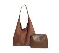 CORIOS Borsa a Mano in Pelle Scamosciata da Donna Autunno Inverno Borsa a Spalla Retro Borsa a Tracolla Grande Borsa per la Spesa Leggero Morbido Borsa Tote per Viaggi Shopping Lavoro Marrone
