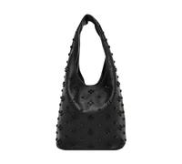 CORIOS Borsa a Mano in PU Pelle da Donna Borsa a Spalla a Tracolla con Decorazioni di Rivetti alla Moda Borsa a Sottobraccio a Secchio e Piccola Capacità Lavoro Shopping Viaggio Tote Nero