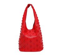 CORIOS Borsa a Mano in PU Pelle da Donna Borsa a Spalla a Tracolla con Decorazioni di Rivetti alla Moda Borsa a Sottobraccio a Secchio e Piccola Capacità Lavoro Shopping Viaggio Tote Rosso