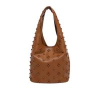 CORIOS Borsa a Mano in PU Pelle da Donna Borsa a Spalla a Tracolla con Decorazioni di Rivetti alla Moda Borsa a Sottobraccio a Secchio e Piccola Capacità Lavoro Shopping Viaggio Tote Marrone