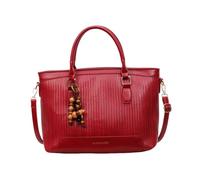 CORIOS Borsa a Mano in PU Pelle Intrecciata per Donne Borsa a Tracolla a Spalla con Ciondolo di Perle di Legno Grande Capacità Borsa da Lavoro Elegante Borsa Messenger Tote Rosso Vino