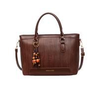 CORIOS Borsa a Mano in PU Pelle Intrecciata per Donne Borsa a Tracolla a Spalla con Ciondolo di Perle di Legno Grande Capacità Borsa da Lavoro Elegante Borsa Messenger Tote Marrone