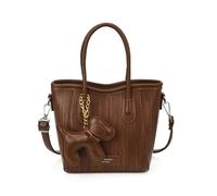 CORIOS Borsa a Mano Tote con Charm Cane 3D da Donne PU Pelle Borsa a Spalla a Tracolla Texture Intrecciata Borse Messenger Borsa Ascellare per Viaggio Shopping Lavoro Uso Quotidiano Marrone