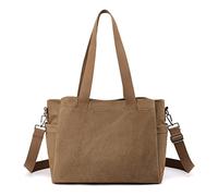 CORIOS Borsa a Spalla Donna Borsa a Mano in Tela Borsa a Tracolla Casuale Borse Messenger Multifunzione Borse Tote per Shopping Lavoro Viaggi Uso Quotidiano Scuola Marrone