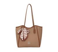 CORIOS Borsa a Spalla per Donne in PU Pelle Borsa a Tracolla con Decorazione di Foulard a Fiocco Grande Borsa da Lavoro Ventiquattrore Elegante Business Ufficio Einkaufen Borsa a Mano Marrone
