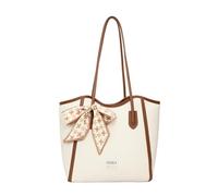 CORIOS Borsa a Spalla per Donne in PU Pelle Borsa a Tracolla con Decorazione di Foulard a Fiocco Grande Borsa da Lavoro Ventiquattrore Elegante Business Ufficio Einkaufen Borsa a Mano Beige
