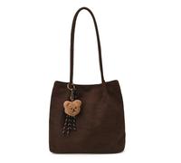 CORIOS Borsa a Tracolla a Spalla con Moda Stampa Leopardo da Donna Borsa a Mano con Carino Ciondolo Orso Grande Borsa per la Spesa Tote in Pelle Scamosciata per Shopping Lavoro Viaggio Caffè