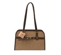 CORIOS Borsa a Tracolla a Spalla in PU Pelle Grande Borsa Portadocumenti Borsa per Laptop Donna Borsa a Mano con Grazioso Ciondolo a Forma di Biscotto Ventiquattrore Zaino Borsa da Scuola Marrone