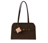 CORIOS Borsa a Tracolla a Spalla in PU Pelle Grande Borsa Portadocumenti Borsa per Laptop Donna Borsa a Mano con Grazioso Ciondolo a Forma di Biscotto Ventiquattrore Zaino Borsa da Scuola Caffè
