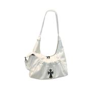 CORIOS Borsa a Tracolla con Motivo a Croce Borsa a Mano in PU Pelle Donna Borsa Sottobraccio di Capacità Media Moda Borsa a Spalla Tote per Quotidiano Viaggio Lavoro Shopping Bianco