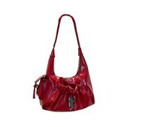 CORIOS Borsa a Tracolla con Motivo a Croce Borsa a Mano in PU Pelle Donna Borsa Sottobraccio di Capacità Media Moda Borsa a Spalla Tote per Quotidiano Viaggio Lavoro Shopping Rosso
