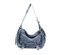 CORIOS Borsa a Tracolla in Denim da Donna Borsa a Spalla in Jeans Grande Capacità Borsa per la Spesa Retro Borsa a Mano Messenger Leggero Casuale Tote per Lavoro Shopping Viaggi Blu
