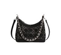 CORIOS Borsa a Tracolla in PU Pelle da Donna Borsa a Mano a Spalla con Motivo a Rombi Capacità Media Borsa Messenger Tote per Quotidiano Shopping Viaggio e Lavoro Nero