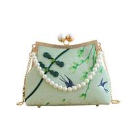 CORIOS Borsa da Sera con Nappi Donna Clutch con Ricamo di Bambù Borsa Sposa Pochette Piccolo con Catena Elegante Borsa a Mano Tracolla Borsa a Spalla in Poliestere per Cocktail Festa Verde Chiaro B