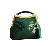 CORIOS Borsa da Sera con Nappi Donna Clutch con Ricamo di Bambù Borsa Sposa Pochette Piccolo con Catena Elegante Borsa a Mano Tracolla Borsa a Spalla in Poliestere per Cocktail Festa Verde Scuro