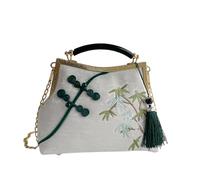 CORIOS Borsa da Sera con Nappi Donna Clutch con Ricamo di Bambù Borsa Sposa Pochette Piccolo con Catena Elegante Borsa a Mano Tracolla Borsa a Spalla in Poliestere per Cocktail Festa Bianco Argento
