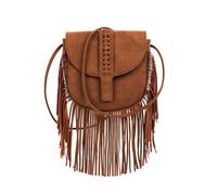 CORIOS Borsa Messenger con Frange da Donna Borsa a Spalla a Tracolla con Nappe e Motivo Intrecciato Borsa Sella in Morbida Pelle PU Hippie Occidentale Borsa a Mano per Lavoro Shopping Viaggio Marrone