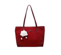 CORIOS Borsa per Laptop Borsa Portadocumenti in Velluto Donna Grande Borsa da Lavoro Ventiquattrore Borsa a Tracolla a Spalla con Carino Ciondolo a Forma di Nuvola Borsa a Mano Tote Rosso Vino