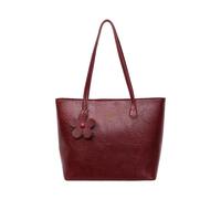 CORIOS Borsa Portadocumenti Borsa per Laptop da Donna Borsa a Mano in PU Pelle Borsa a Tracolla a Spalla con Elegante Ciondolo a Fiore Grande Capacità Borsa da Lavoro Ventiquattrore Tote Rosso