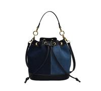 CORIOS Borsa Secchio in Denim da Donna Piccola Borsa a Mano con Coulisse Patchwork Borsa a Spalla a Tracolla Retro Tote in Jeans Multifunzionale Borse Messenger per Lavoro Shopping Viaggi Blu Scuro