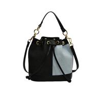CORIOS Borsa Secchio in Denim da Donna Piccola Borsa a Mano con Coulisse Patchwork Borsa a Spalla a Tracolla Retro Tote in Jeans Multifunzionale Borse Messenger per Lavoro Shopping Viaggi Nero