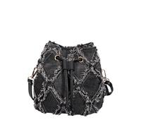 CORIOS Borsa Secchio in Denim Donna Borsa a Mano Trapuntata con Nappe Piccola Borsa a Spalla a Tracolla con Coulisse Retro Borse Messenger in Jeans Multifunzionale Tote Nero