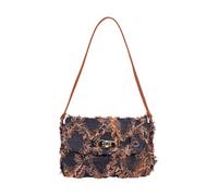 CORIOS Borsa Secchio in Denim Donna Borsa a Mano Trapuntata con Nappe Piccola Borsa a Spalla a Tracolla con Coulisse Retro Borse Messenger in Jeans Multifunzionale Tote Marrone A