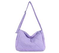 CORIOS Borsa Trapuntata da Donna Borse Cotone Trapunta Borse Messenger Leggero Gonfie Borse a Spalla Grande Borsa per la Spesa Elegante Borsa a Mano Nylon Borsa a Tracolla Moda Borsa Tote Viola