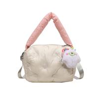 CORIOS Borsa Trapuntata da Donna Borse Cotone Trapunta Elegante Borsa a Mano Leggero Gonfie Borse a Spalla Borsa a Tracolla Nylon Borse Messenger Borsa per la Spesa Retro Borsa Tote Beige