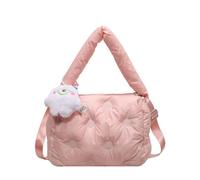CORIOS Borsa Trapuntata da Donna Borse Cotone Trapunta Elegante Borsa a Mano Leggero Gonfie Borse a Spalla Borsa a Tracolla Nylon Borse Messenger Borsa per la Spesa Retro Borsa Tote Rosa