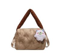 CORIOS Borsa Trapuntata da Donna Borse Cotone Trapunta Elegante Borsa a Mano Leggero Gonfie Borse a Spalla Borsa a Tracolla Nylon Borse Messenger Borsa per la Spesa Retro Borsa Tote Cachi